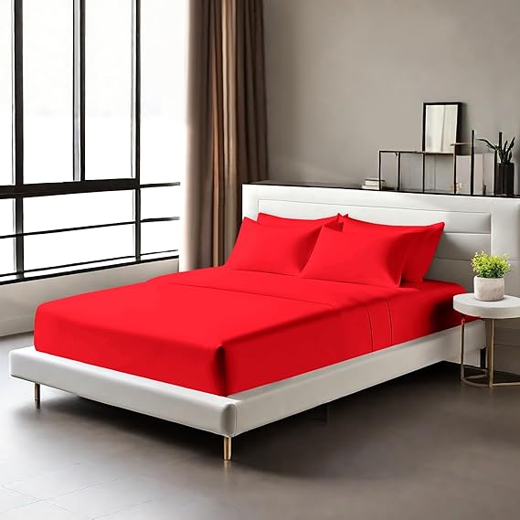Egyptian Cotton Fitted Sheets 25cm Deep Mattress Pocket 200 Thread Count Fitted Bed Sheet- Soft & Comfortable Bottom Sheet