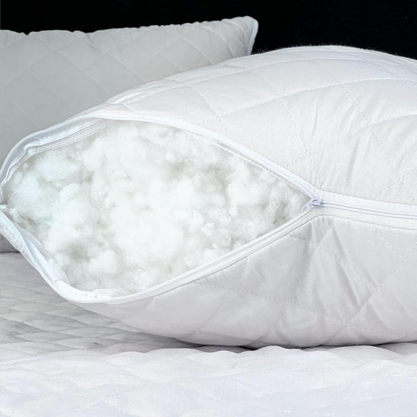 Crescent Textile 2 Pack Premium Quilted Pillow Hollowfiber Filling Bounce to Back Pillow Down Alternative Bed and Side Sleeper Pillow Hypoallergenic, Standard Size Hotel-Quality (2 Pillows)