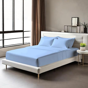 Egyptian Cotton Fitted Sheets 25cm Deep Mattress Pocket 200 Thread Count Fitted Bed Sheet- Soft & Comfortable Bottom Sheet