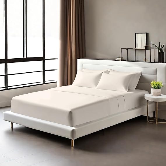 Egyptian Cotton Fitted Sheets 25cm Deep Mattress Pocket 200 Thread Count Fitted Bed Sheet- Soft & Comfortable Bottom Sheet