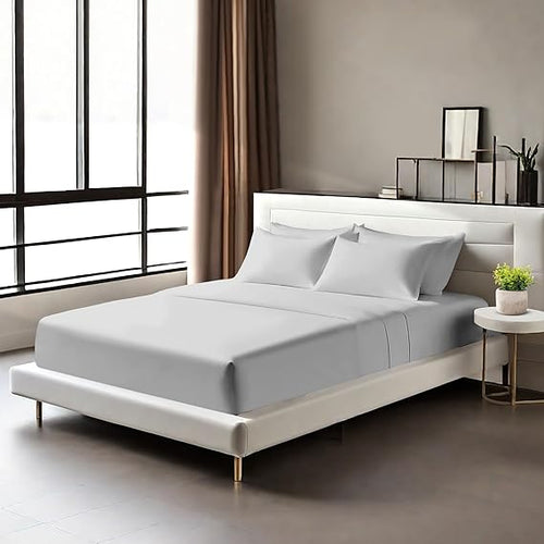 Egyptian Cotton Fitted Sheets 25cm Deep Mattress Pocket 200 Thread Count Fitted Bed Sheet- Soft & Comfortable Bottom Sheet