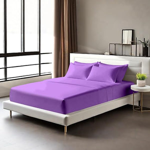Egyptian Cotton Fitted Sheets 25cm Deep Mattress Pocket 200 Thread Count Fitted Bed Sheet- Soft & Comfortable Bottom Sheet