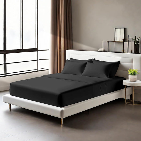 Egyptian Cotton Fitted Sheets 25cm Deep Mattress Pocket 200 Thread Count Fitted Bed Sheet- Soft & Comfortable Bottom Sheet