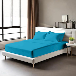Egyptian Cotton Fitted Sheets 25cm Deep Mattress Pocket 200 Thread Count Fitted Bed Sheet- Soft & Comfortable Bottom Sheet