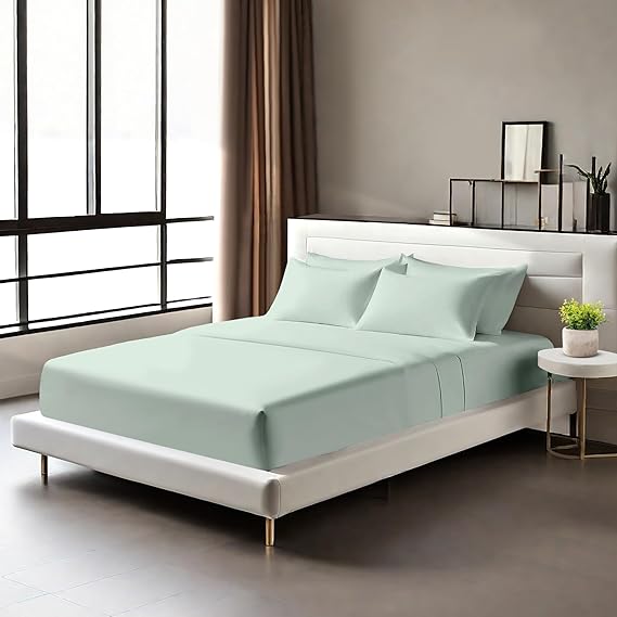Egyptian Cotton Fitted Sheets 25cm Deep Mattress Pocket 200 Thread Count Fitted Bed Sheet- Soft & Comfortable Bottom Sheet