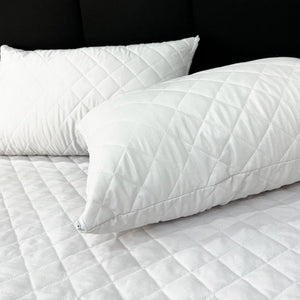 Crescent Textile 2 Pack Premium Quilted Pillow Hollowfiber Filling Bounce to Back Pillow Down Alternative Bed and Side Sleeper Pillow Hypoallergenic, Standard Size Hotel-Quality (2 Pillows)