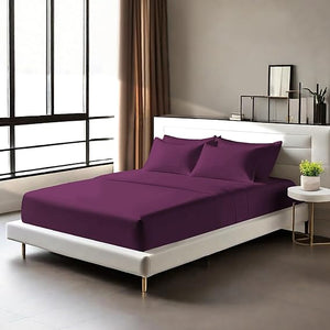 Egyptian Cotton Fitted Sheets 25cm Deep Mattress Pocket 200 Thread Count Fitted Bed Sheet- Soft & Comfortable Bottom Sheet
