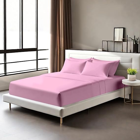 Egyptian Cotton Fitted Sheets 25cm Deep Mattress Pocket 200 Thread Count Fitted Bed Sheet- Soft & Comfortable Bottom Sheet