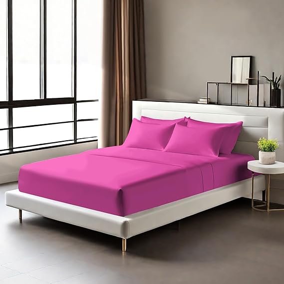 Egyptian Cotton Fitted Sheets 25cm Deep Mattress Pocket 200 Thread Count Fitted Bed Sheet- Soft & Comfortable Bottom Sheet
