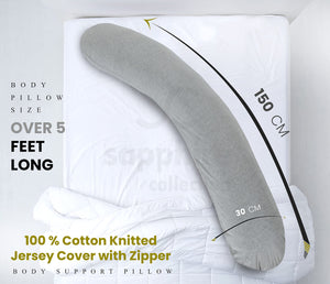 Crescent Textile Full Body Sleep Pillow Maternity Pillow Large Best Orthopaedic Pillow for Pregnancy, Neck & Back Pain, Recovery Support Hollowfiber Filling with Removable & Washable Cover (Gray)