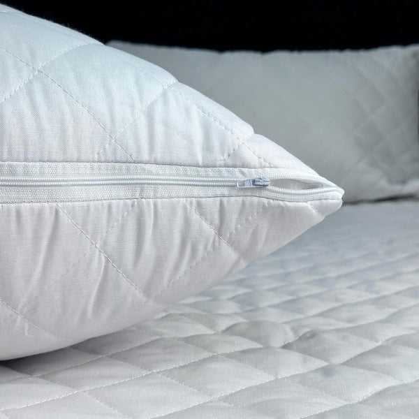 Crescent Textile 2 Pack Premium Quilted Pillow Hollowfiber Filling Bounce to Back Pillow Down Alternative Bed and Side Sleeper Pillow Hypoallergenic, Standard Size Hotel-Quality (2 Pillows)