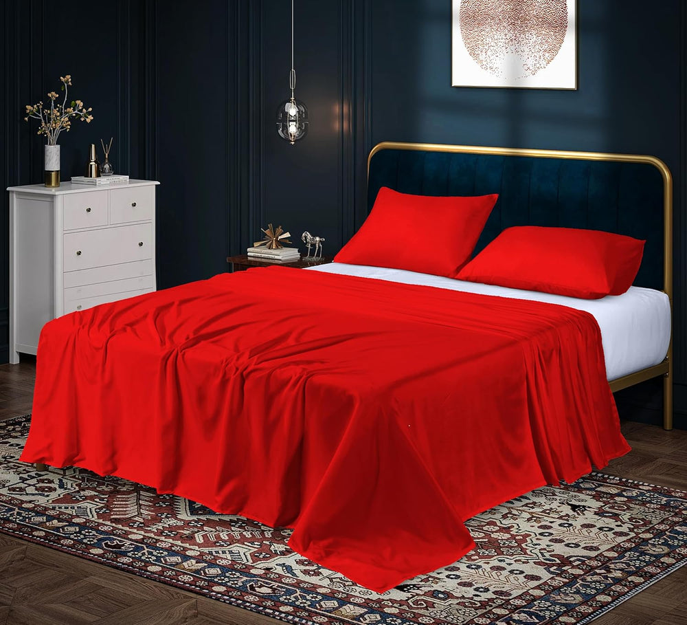 Flat Sheet Easy Care Brushed Microfibre Fabric Flat Sheet Non Iron Non Wrinkle, Comfortable and Fade Resistant Bedding Sheets
