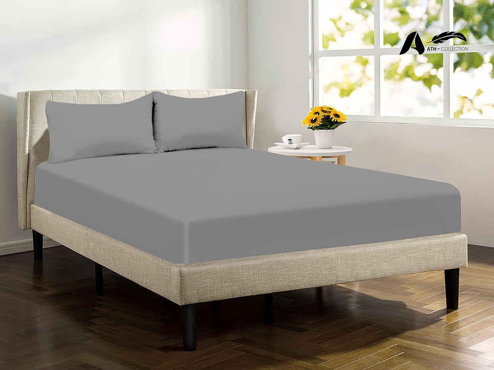 300 Thread Count Egyptian Cotton Fitted Sheet 30 CM/12 Inch Extra Deep Pocket, Hotel Quality Cotton Soft, Fade & Wrinkle Resistant Fitted Bed Sheets